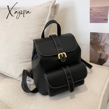 Xajzpa - New Women’s Backpack Travel Pu Leather Handbag Schoolbag For Girls Bag Female Shoulder